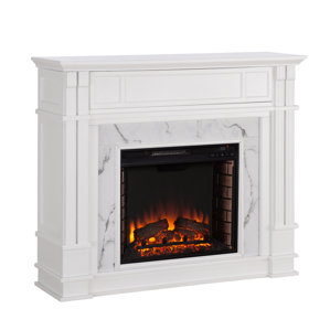 Chesterbrook Faux Cararra Marble Wall Mount Electric Fireplace by Alcott Hill