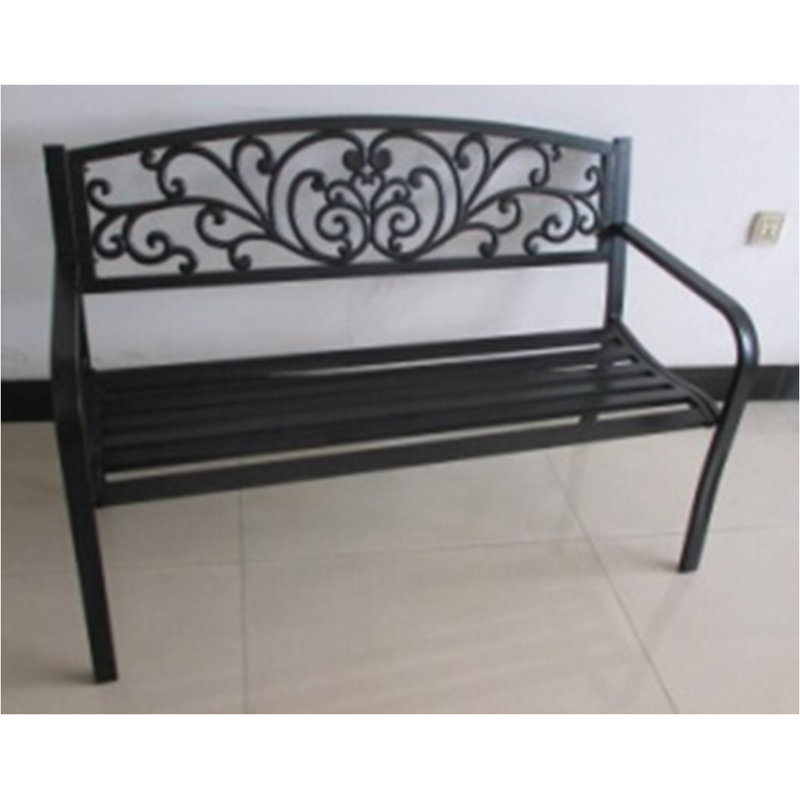 Fleur De Lis Living Carennac Scroll Backrest Iron Garden Bench