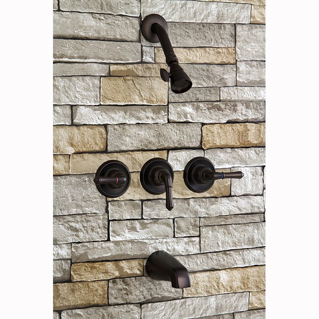 Oil Rubbed Bronze 5 KINGSTON Brass KB235 Magellan Tub and Shower Faucet with 3-Magellan Handle