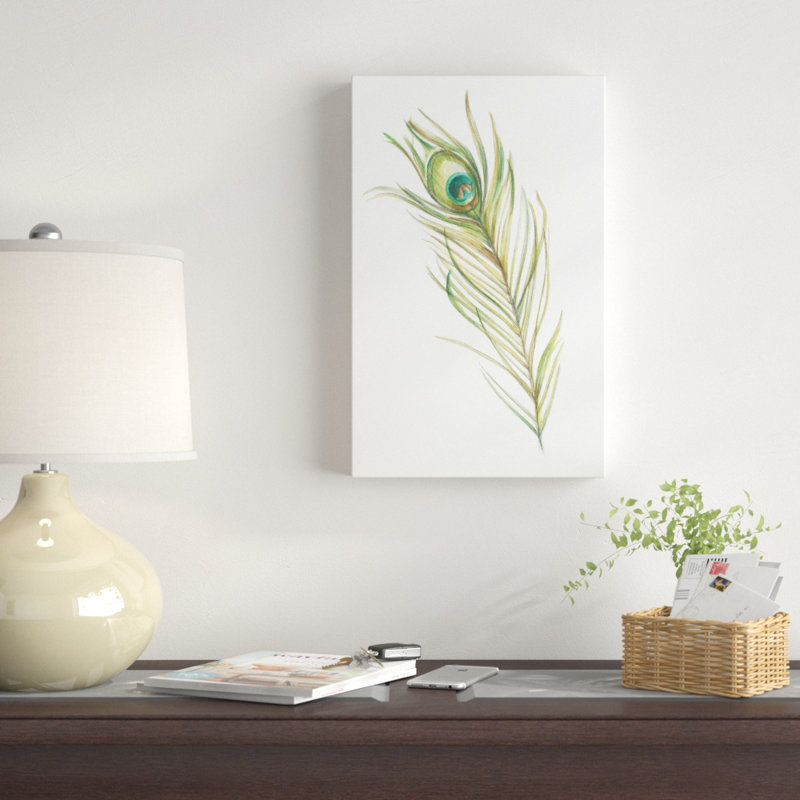 East Urban Home Watercolor Peacock Feather I Watercolor Painting