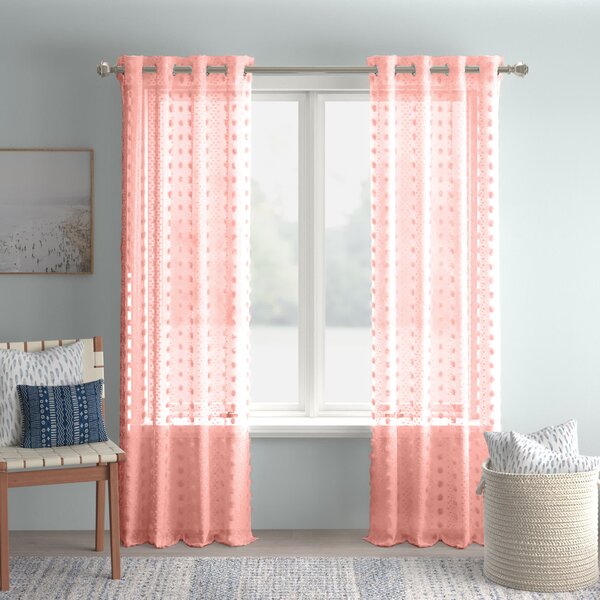 Sheer Curtains Pompom White Voile Pom pom Window Curtains for Bedroom Girls Room 
