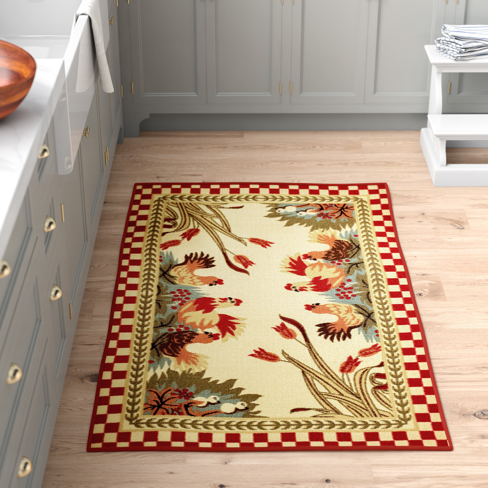 August Grove Charleena Ivory Red Green Area Rug Reviews Wayfair
