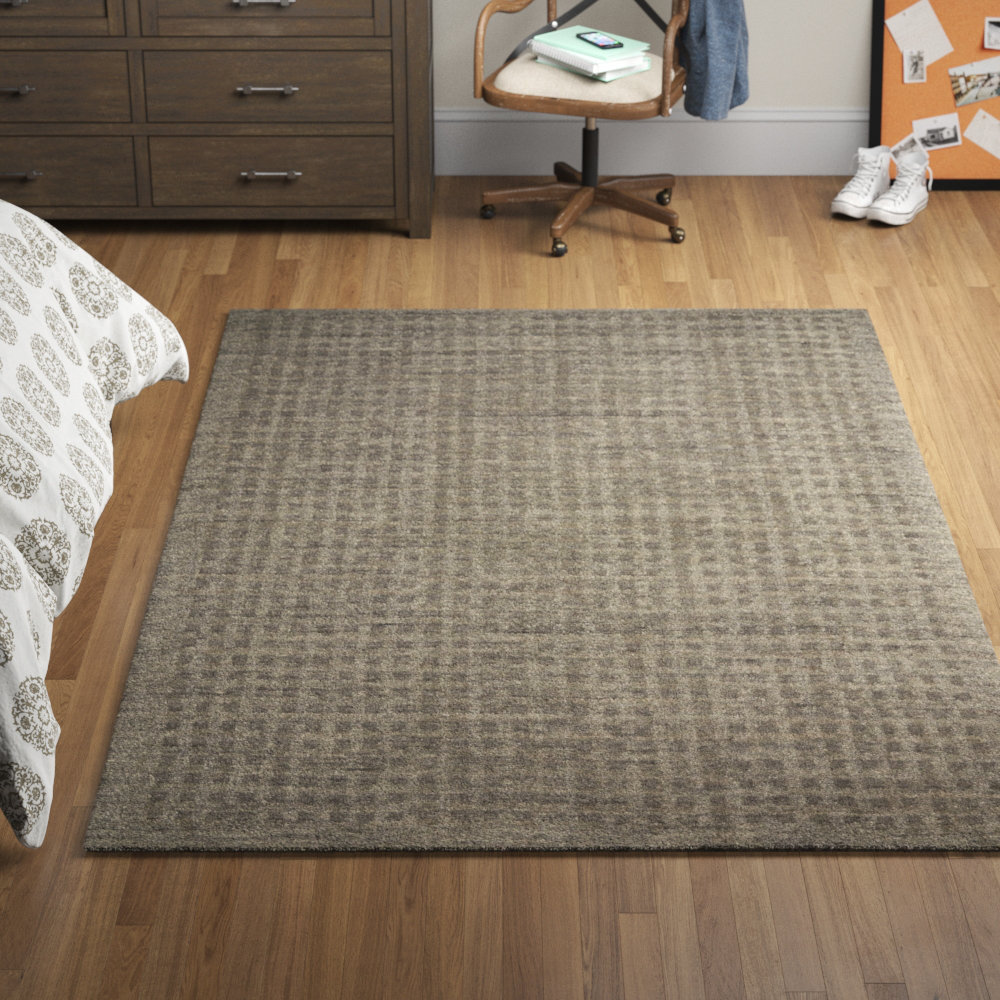 Three Posts Teen Dakoda Handwoven Flatweave Wool Charcoal Gray