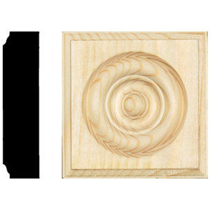 7/8 in. x 3-1/2 in. x 3-1/2 in. Pine Rosette Block Moulding