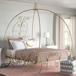 Canopy Bed Frame Queen Size Metal Princess Girl Kids Bedroom Furniture White 