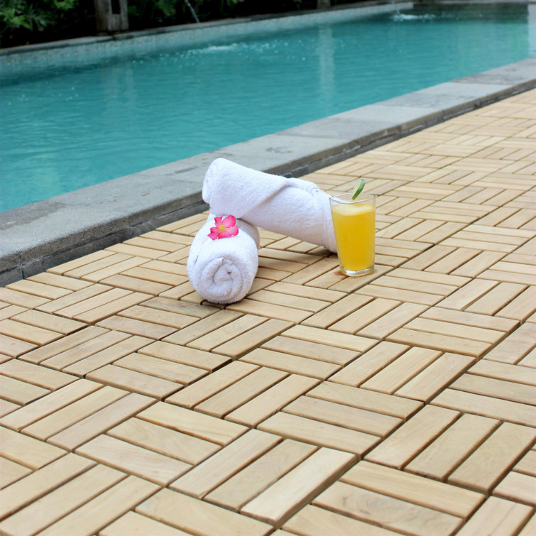 Baredecor Ez Floor 12 X Wood Interlocking Deck Tile In Natural Reviews Wayfair 12 Wood Interlocking Deck Tile