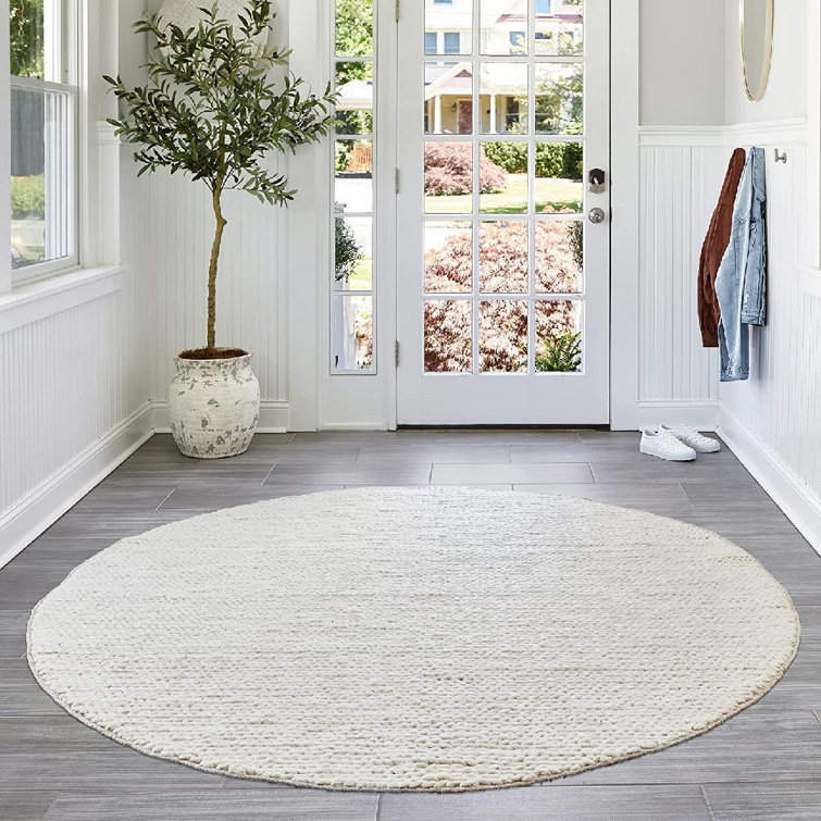 Gracie Oaks Marjonka Handmade Hand Tufted Wool White Rug | Wayfair