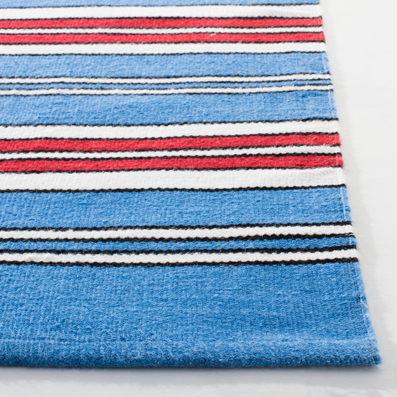 Lauren Ralph Lauren Leopold Stripe Handwoven Flatweave Royal Blue Red Area Rug Wayfair