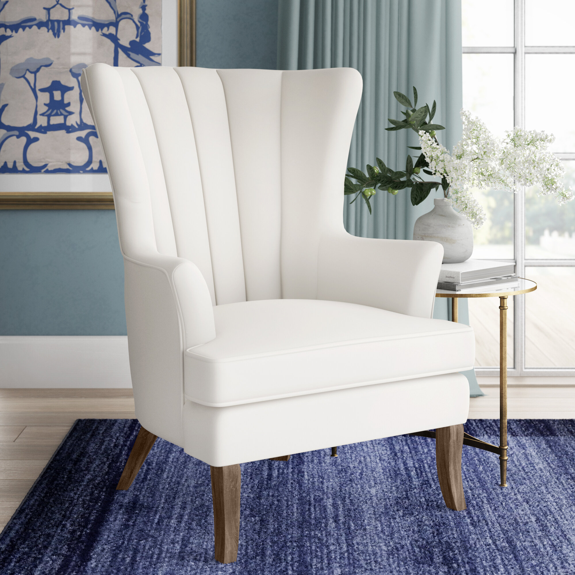 off white wing back chair