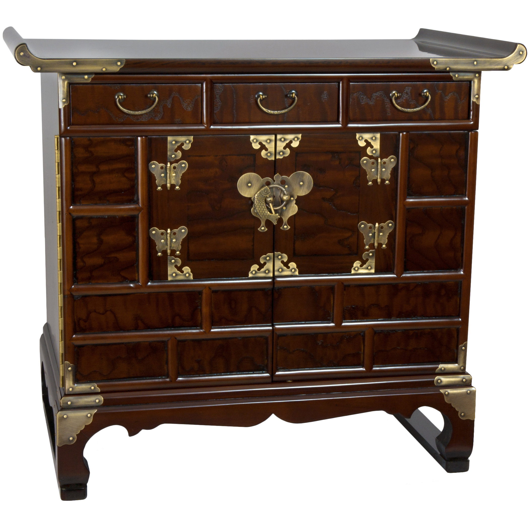 Oriental Furniture Korean 3 Drawer End Table Accent Cabinet Wayfair