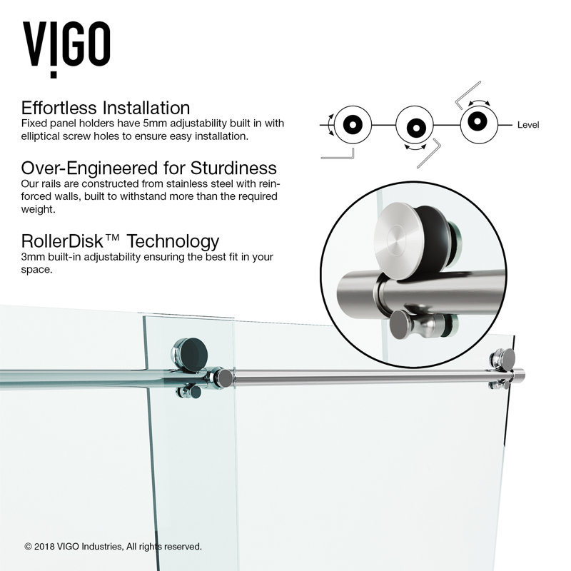 Ferrara Adjustable 72 X 73 5 Single Sliding Frameless Shower Door