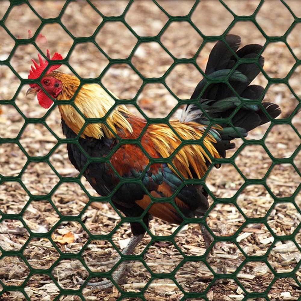 Plastic Poultry Hex Garden Fence Netting 2 ft x 25 ft Green 