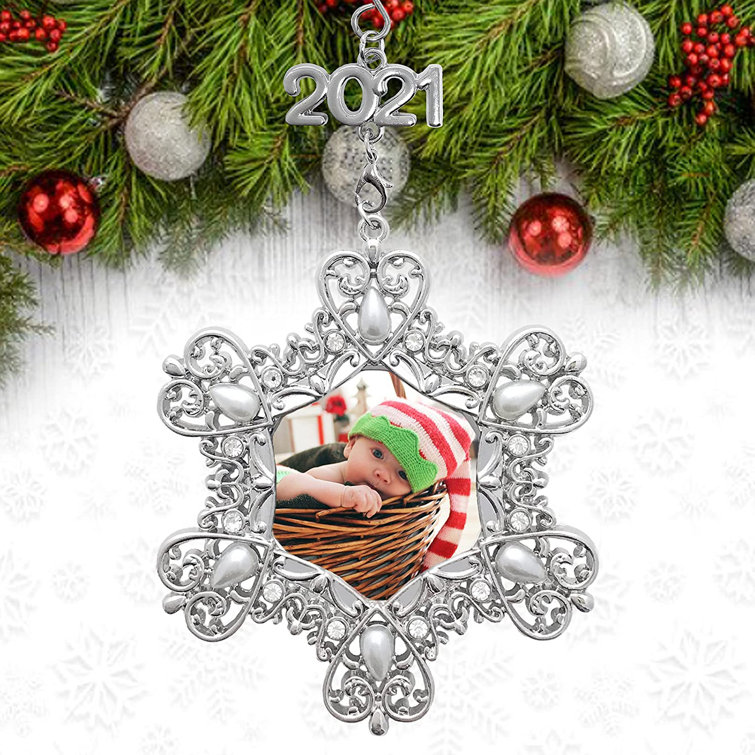 Silver Plated SnowFlake Filigree Christmas Ornament Set of 6 