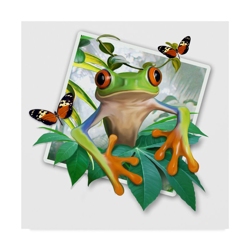 Trademark Art Green Frog Photograph Acrylic Painting Print On