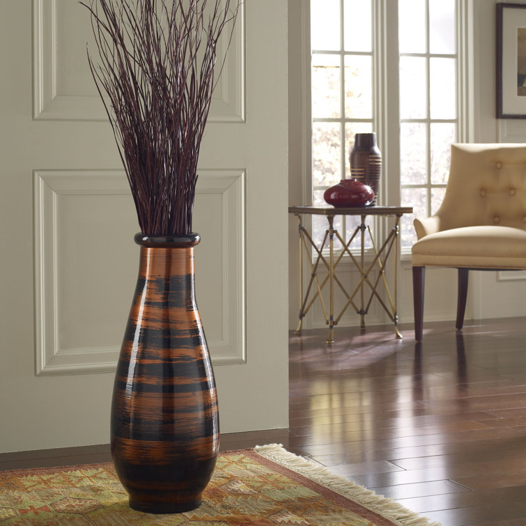 PoliVaz Black And Copper Indoor / Outdoor Resin Floor Vase & Reviews | Wayfair