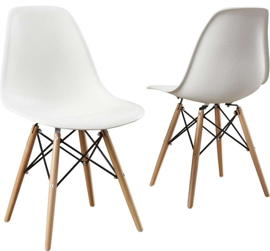 Modern Retro Eames Style White Dining Chair Set of 2 #Eames #modern #diningchair #retrochair