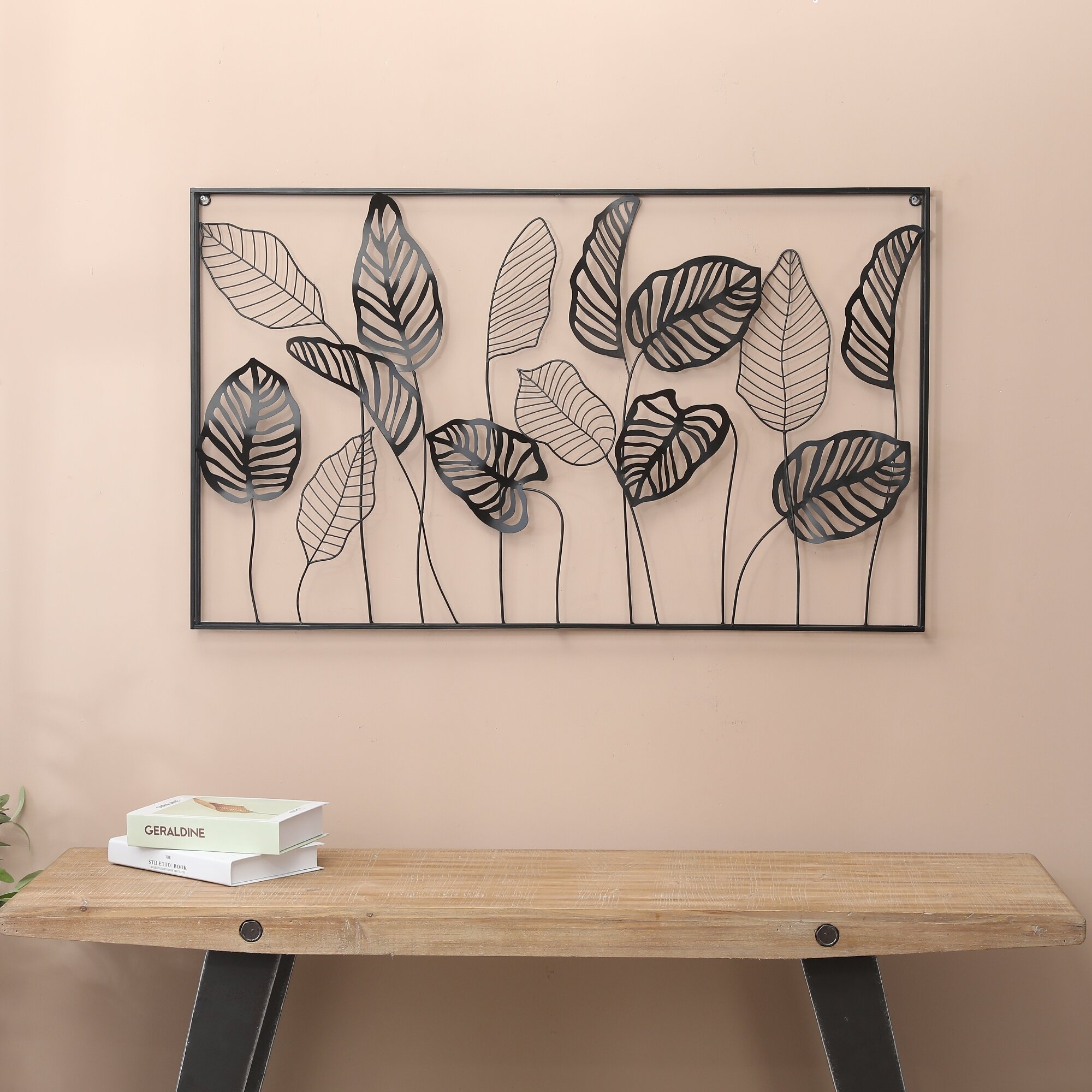 Ebern Designs Metal Framed Horizontal Leaf Wall Decor Reviews Wayfair