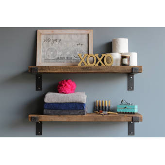 Williston Forge Buckelew 2 Piece Solid Wood Bracket Shelf
