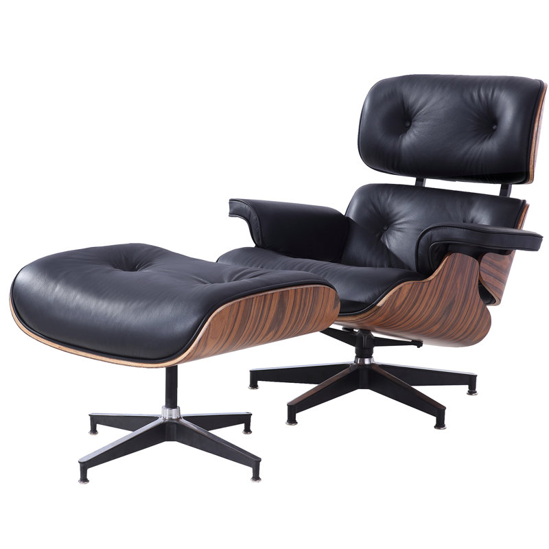 Lydney Mid Century Palisander 25.59" Manual Recliner with Ottoman