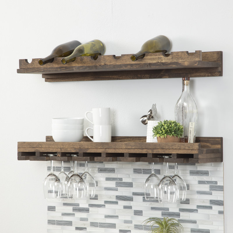 Trent Austin Design Berlyn Solid Wood Wall Mounted Wine Bottle Glass Rack Reviews Wayfair