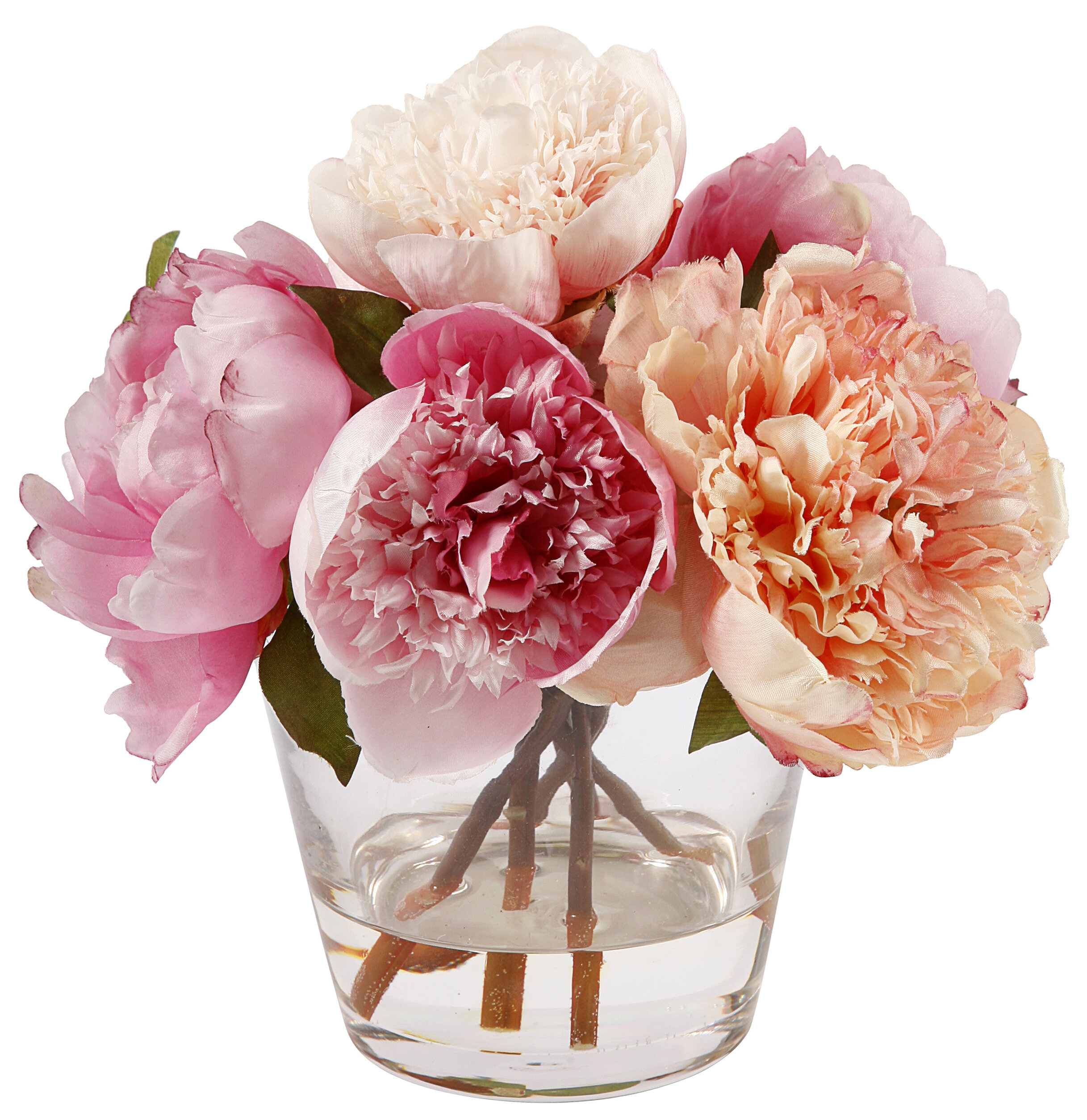 Jane Seymour Botanicals Peonies Floral Arrangement In Glass Vase