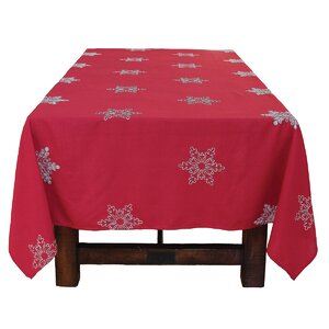 Snowy Noel Embroidered Snowflake Christmas Tablecloth