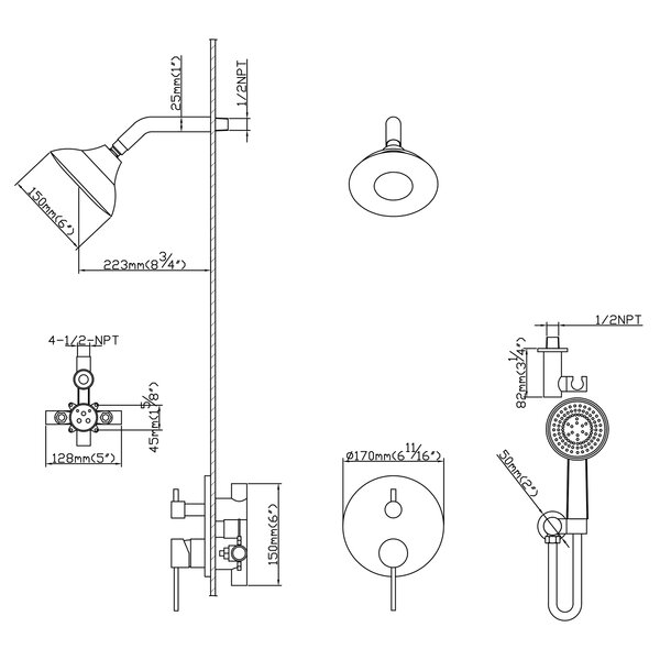 RBROHANT 5 Functions Complete Shower System with Rough-in Valve ...