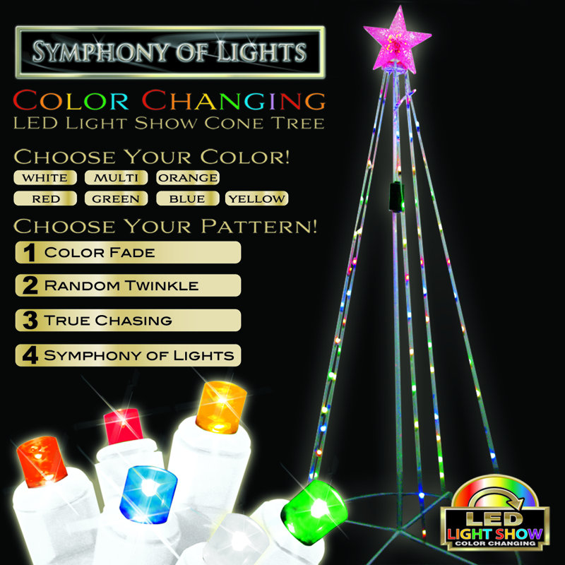 Brite Star Light Show Cone Tree Christmas Decoration Reviews Wayfair Light Show Cone Tree Christmas Decoration