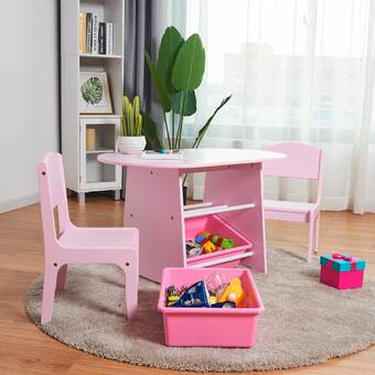 Kids Building Blocks Study Table With Storage Box Solid Wood Desk