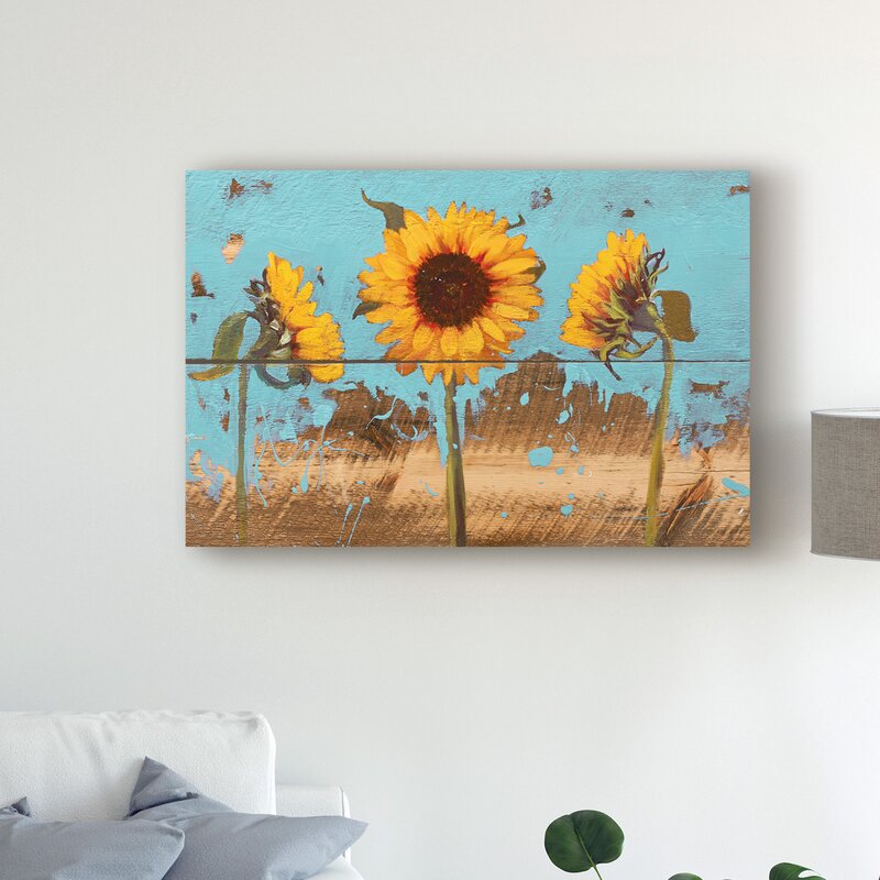 East Urban Home Sunflowers On Wood Iv Acrylic Painting Print On