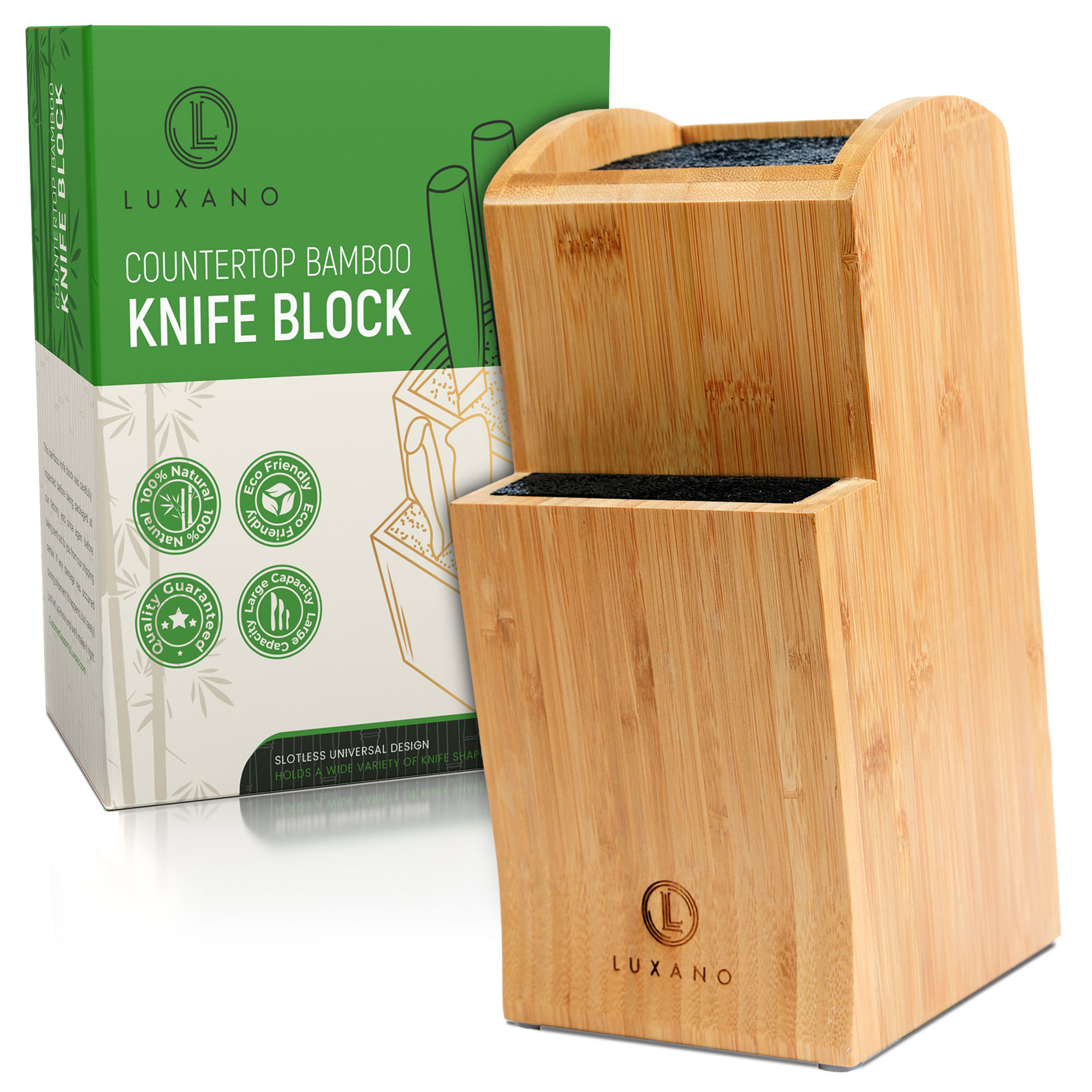 Luxano Countertop Bamboo Universal Knife Block & Reviews Wayfair