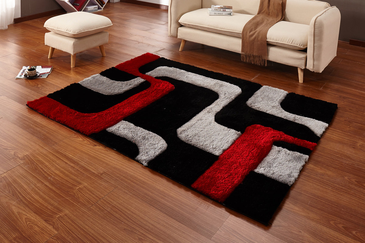 Casamode Functional Furniture Regina Black Red Gray Area Rug Regina Black Red Gray Area Rug