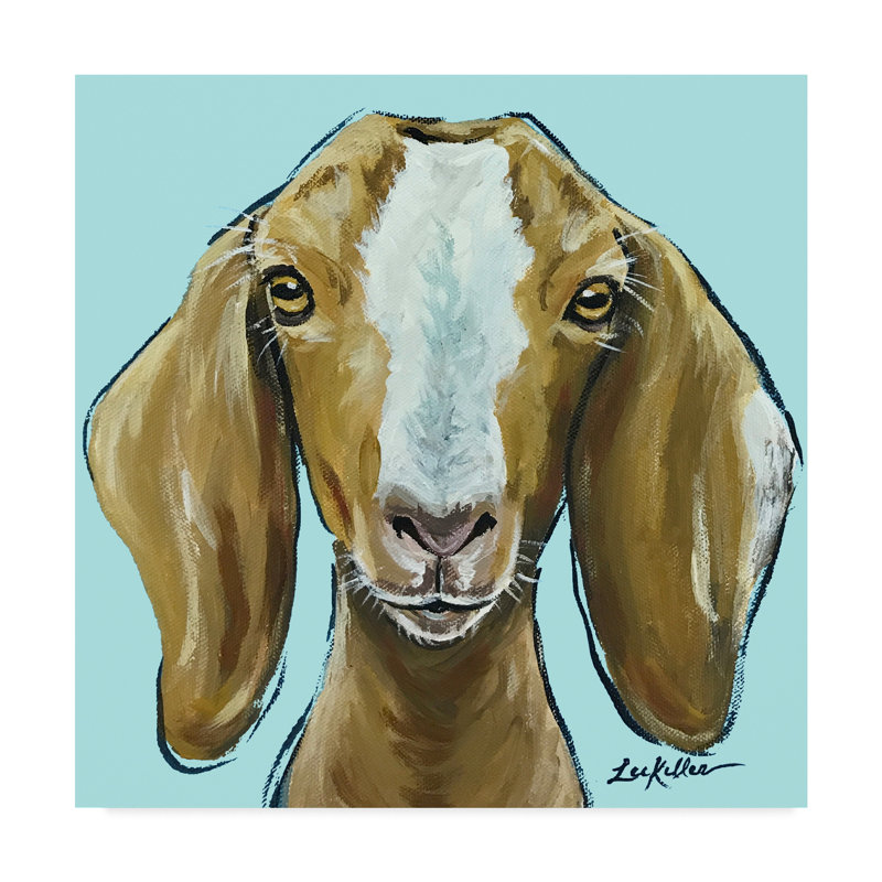 Winston Porter Goat Square Blue Acrylic Painting Print On