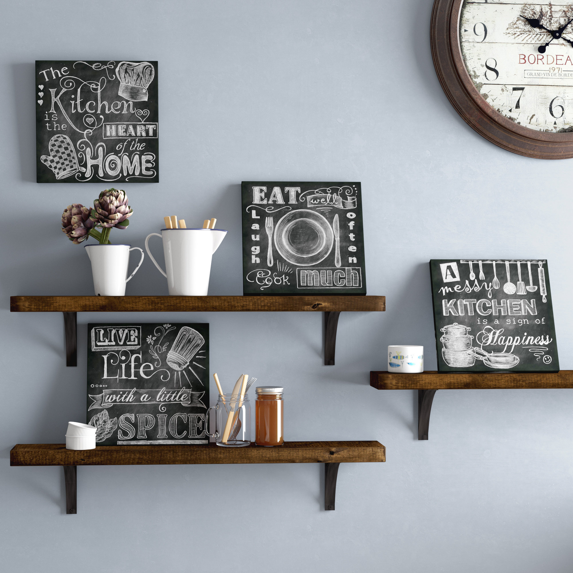 Darby Home Co Beautiful Fun Chalkboard Kitchen Signs Messy Kitchen Heart Of The Home Spice Of Life And Cook Much 4 Piece Picture Frame Textual Art Print Set Reviews Wayfair