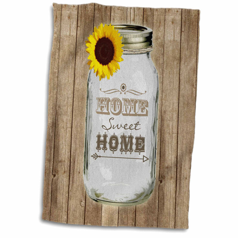 Symple Stuff Kesler Country Rustic Mason Jar With Sunflower Home Sweet Home Hand Towel Wayfair