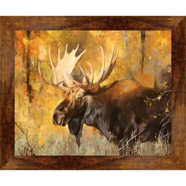 Loon Peak Autumn Moose Study Framed Acrylic Painting Print On
