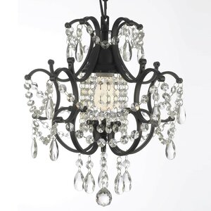 Alvan Wrought Iron 1-Light Crystal Chandelier