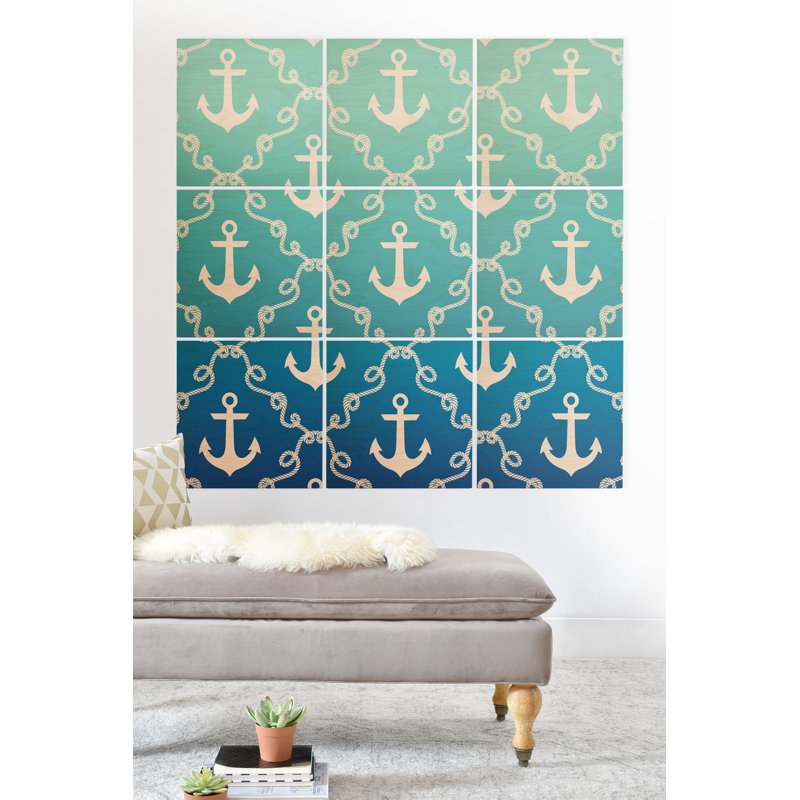 East Urban Home Nautical Knots Ombre Blue Graphic Art Print