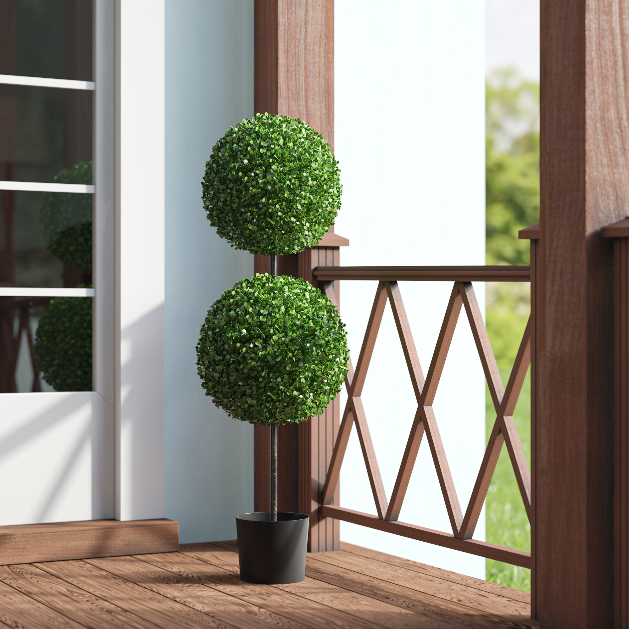 Indoor/Outdoor 3 Boxwood Topiary Tree UV Resistant 
