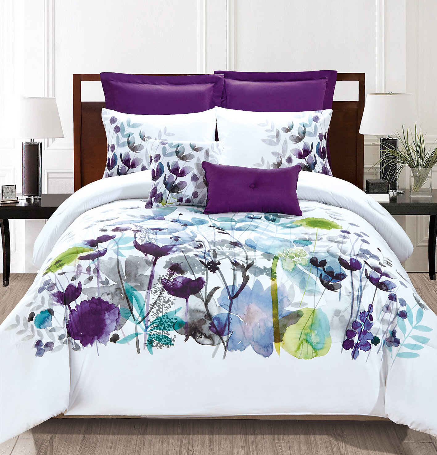 Latitude Run Pranzal Multicolor Floral 7 Piece Comforter Set Reviews Wayfair