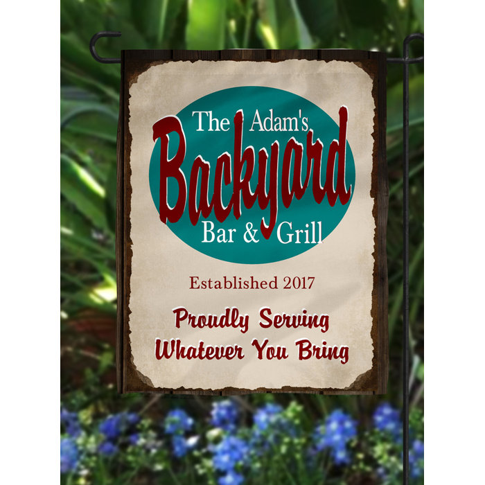 Heartland Signs Personalized Backyard Bar Grill Polyester 1 6 X