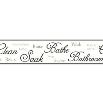 Téléchargement gratuit Images Wallpops 16 3 X 5 9 Bathroom Script Peel And Stick Border le plus cool par