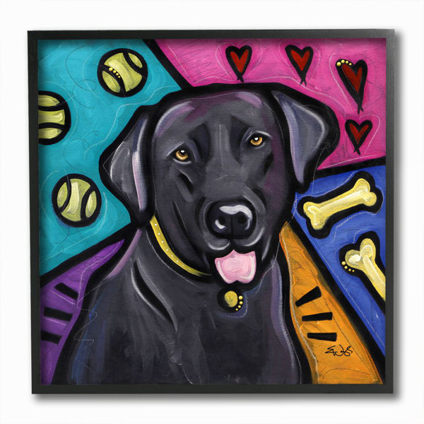 Wrought Studio Colorful Black Labrador Dog Pet Painting Graphic