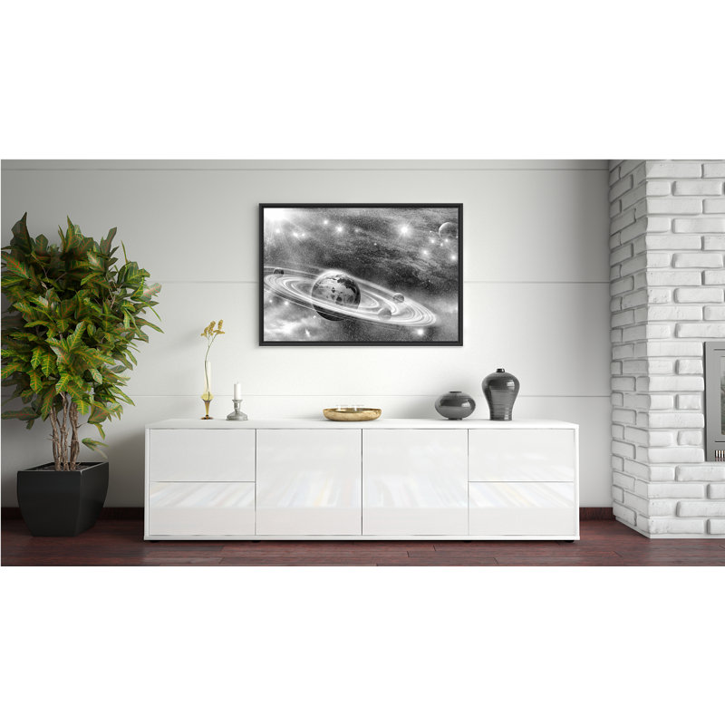 East Urban Home Abstract Galaxy Framed Art Print In Black And White Wayfair Co Uk