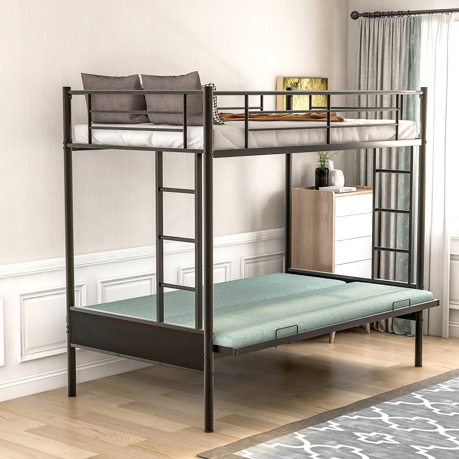 metal twin over futon bunk bed