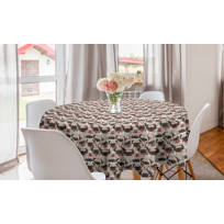 East Urban Home Ambesonne Dog Lover Round Tablecloth Pug Dogs With Funny Sunglasses And Bowties Necklaces Humour Pets Cartoon Circle Table Cloth Cover For Dining Room Kitchen Decoration 60 Coral Beige Taupe