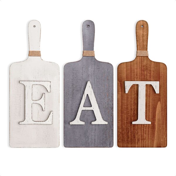 Rustic Farmhouse Decoration for Kitchen and Home Distressed Brown/White Barnyard Designs Eat Sign Wall Decor Country Wall Art 24 x 8” Decorative Hanging Wooden Letters