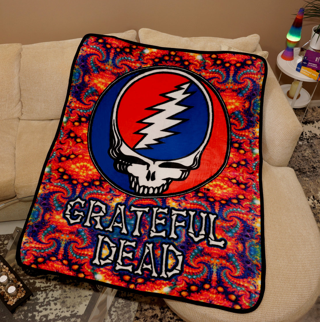 Grateful Dead Coral-Fleece-Decke – Design Syf Fractal, 50x60 Cm, Offiziell Lizenziert
