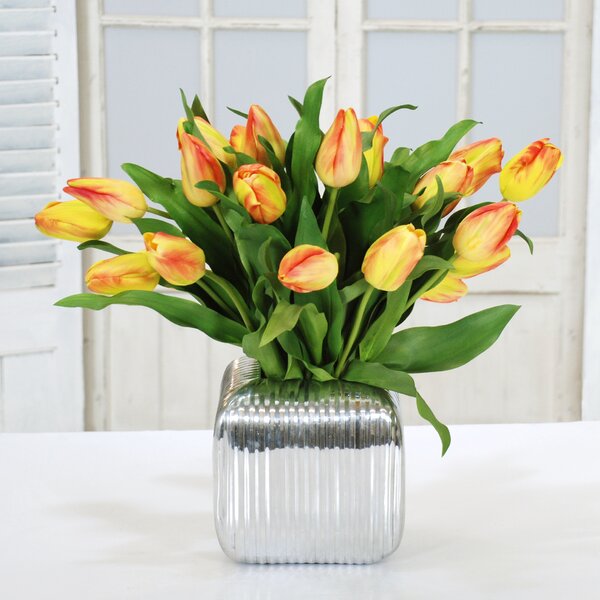 Winward Home Tulips Floral Arrangement in Vase | Perigold