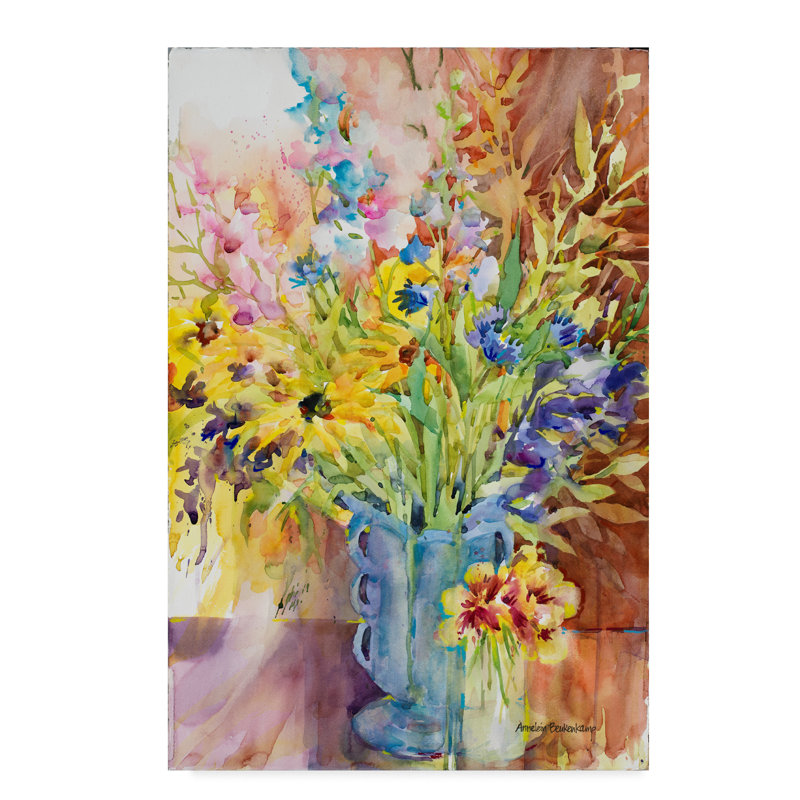 Trademark Art Blue Vase Watercolor Painting Print On Wrapped